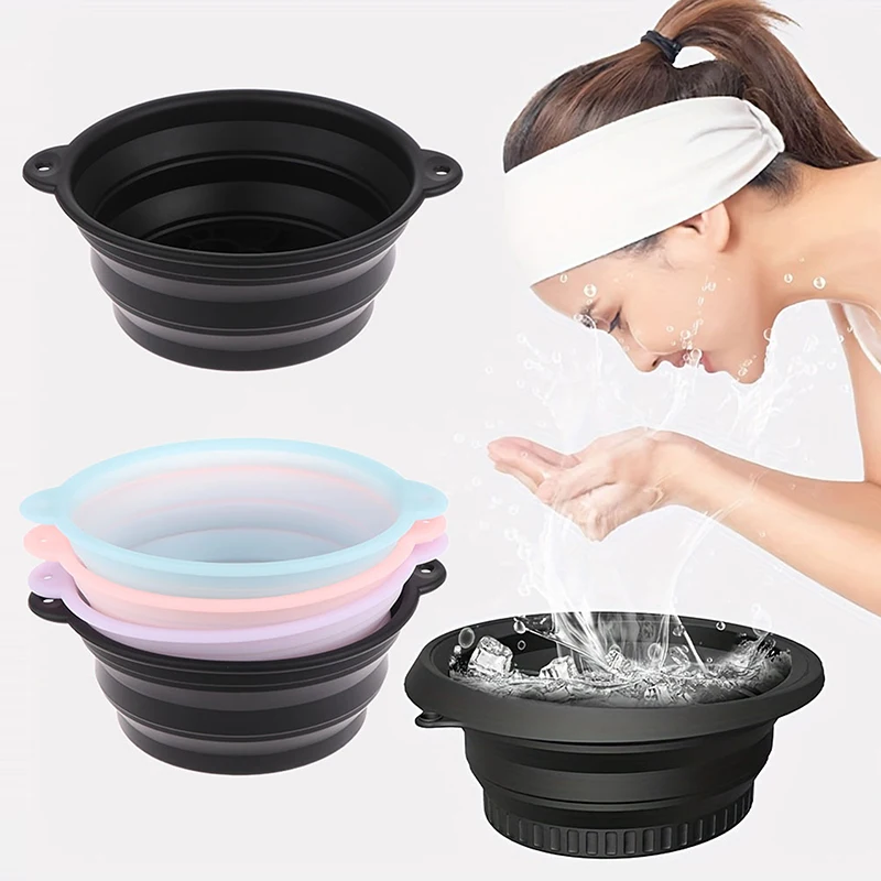 

Foldable Face Ice Bath Bowl Facials Plunge Wash Basin Silicone Portable Travel Home Skincare Ice Facials Bath
