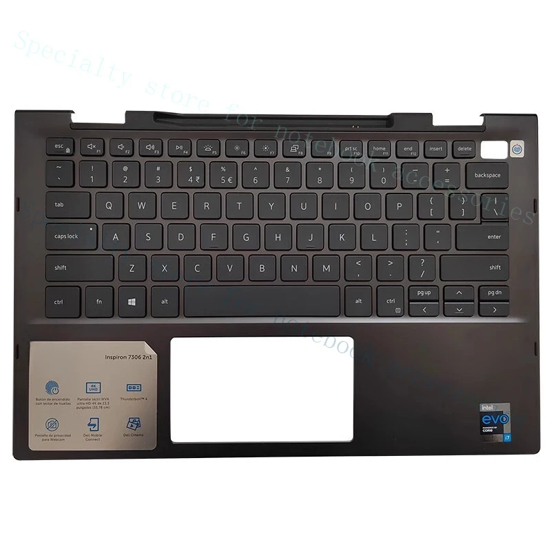 A+  Palmrest for Dell Inspiron 13 7000 7306 2-in-1 Keyboard US Black