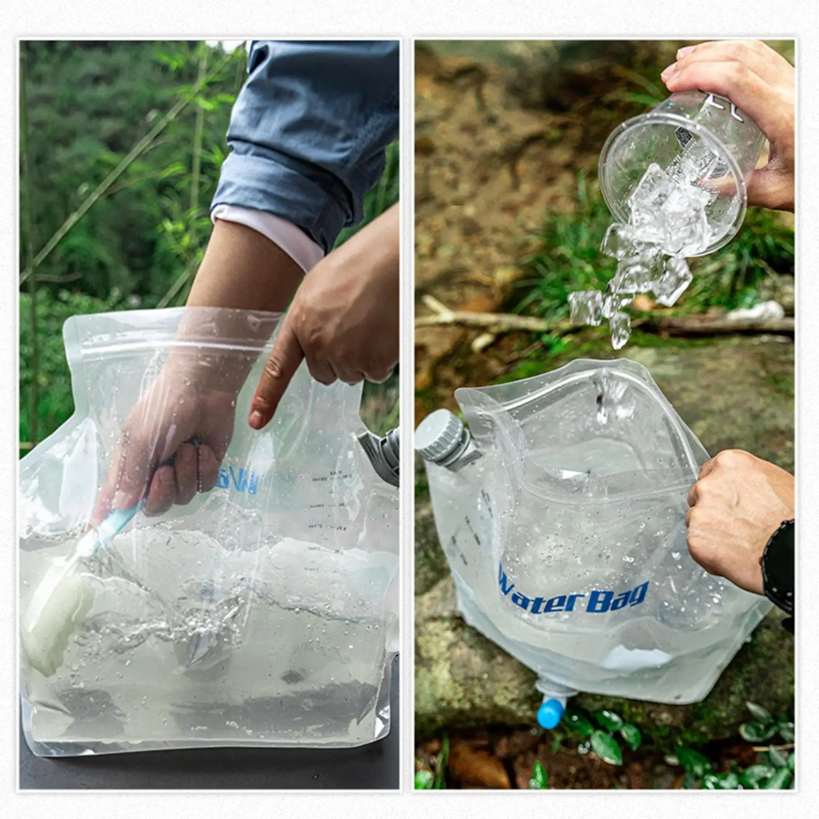 

8L Foldable Water Bag Portable Camping Water Container with Spigot Leak Proof Freezable Water Storage Jug for Outdoor Travel