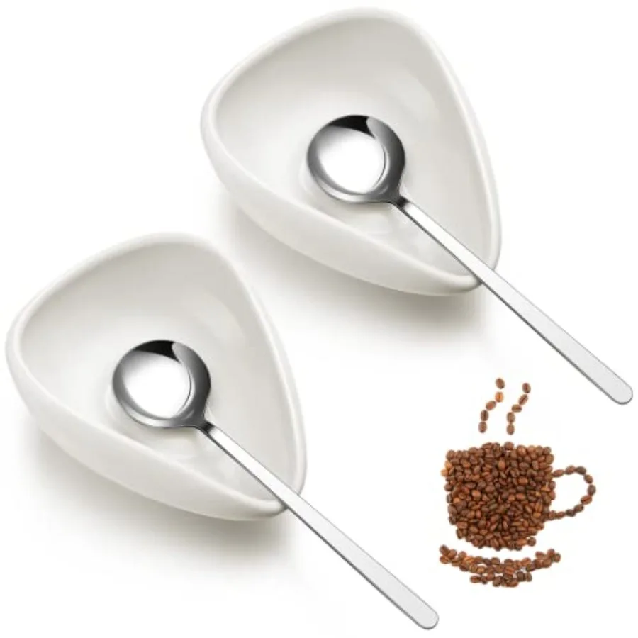 

4 Pieces Coffee Spoon Rest and Spoon Small Teaspoon Holder Ceramic Coffee Stirrers Rest for Bar Kitchen Accessories nice Presen