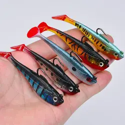 Cebo Artificial suave con cabeza de anzuelo, 3,6g, 9,5g, 24,6g, señuelo suave de Jigging, Señuelos de Pesca de cola en T de goma, cebo de natación para Lucio, Pesca
