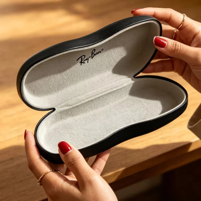 Ray-Ban Black Hard Shell Glasses Case Portable Sunglasses Storage Box Crush Resistant Eyewear Protector For Men Women