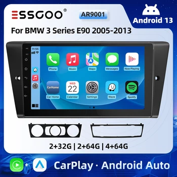 ESSGOO 9" Radio de Coche Android 13 Carplay/Android Auto Pantalla Táctil GPS Navegación BT RDS para BMW Serie 3 E90 E91 E92 E93 2005-2013 1
