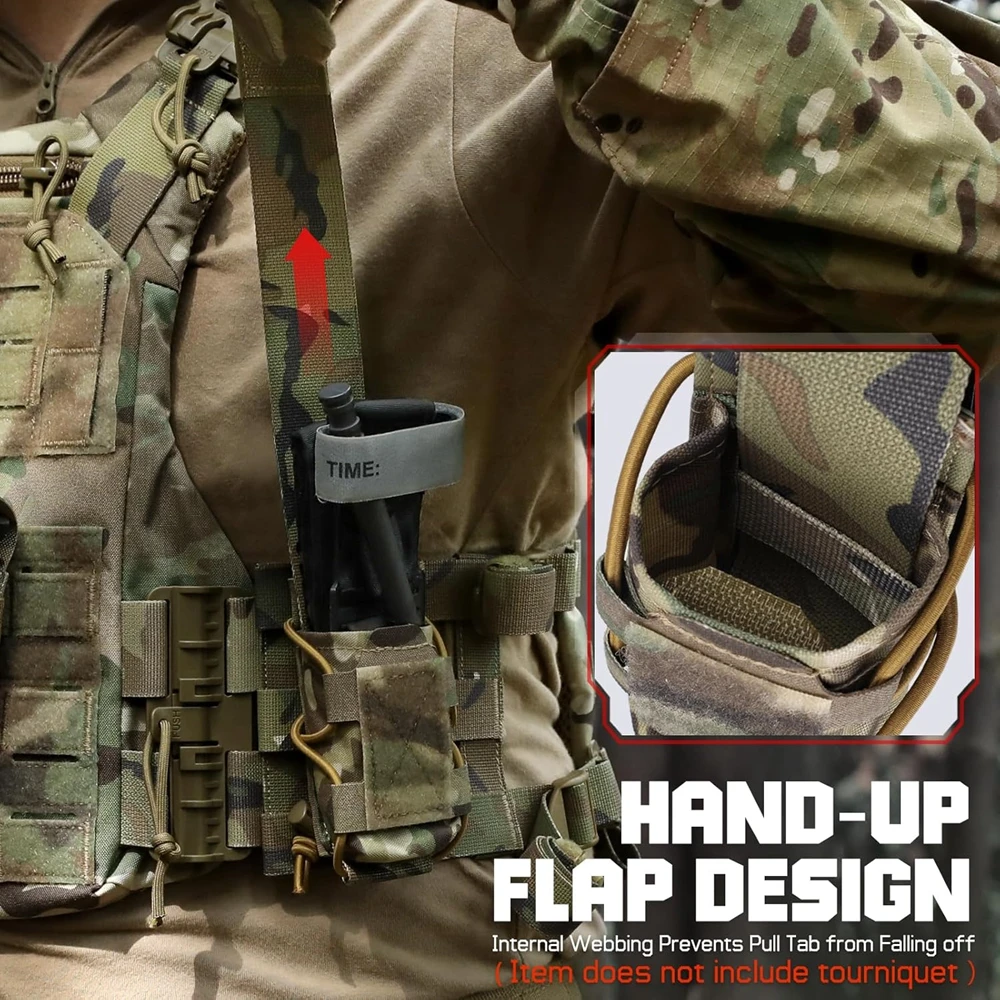 MOLLE Tourniquet-Halter IFAK TQ-Halter Taktische Medizinische Tasche Holster Erste-Hilfe-Set mit Kreuz-Patch/Bungee-Seil und Tourniquet – Detail 12