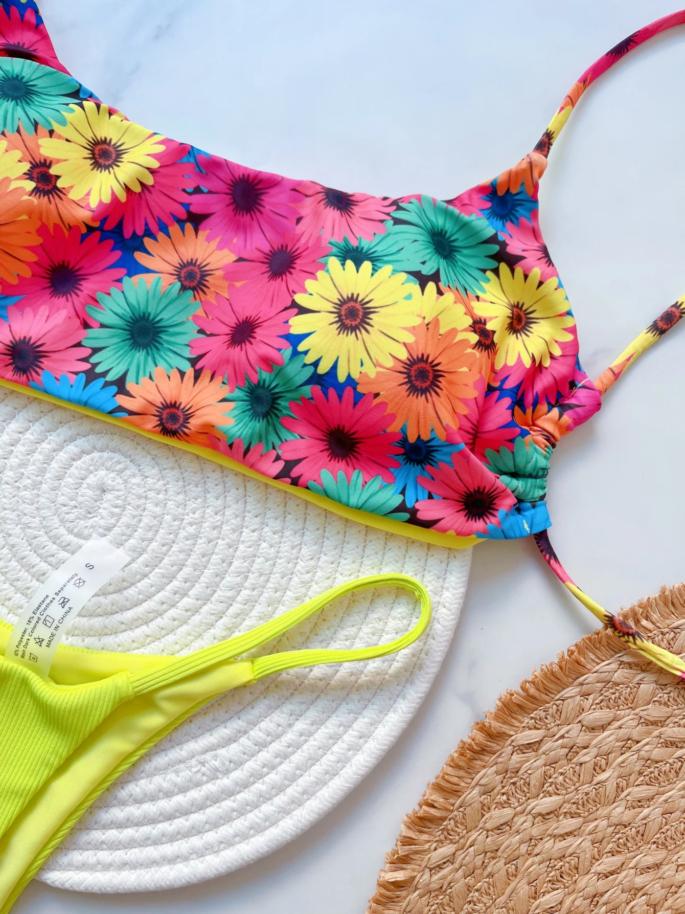 Flowers Printed Mini Thong High Cut Bikini Female Swimsuit Women Swimwear Two-pieces Bikini set Bather Bathing Suit Swim