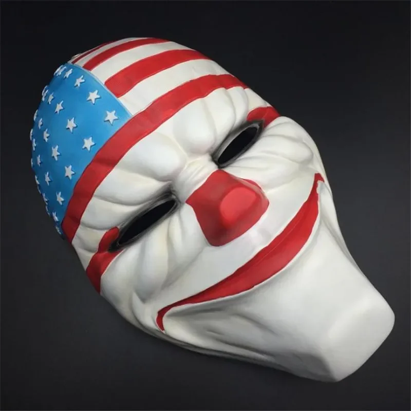 Payday 2 Mask Resin The Heist Dallas/Wolf/Chains/Hoxton cosplay halloween horror clown masquerade cosplay Carnaval Costume men