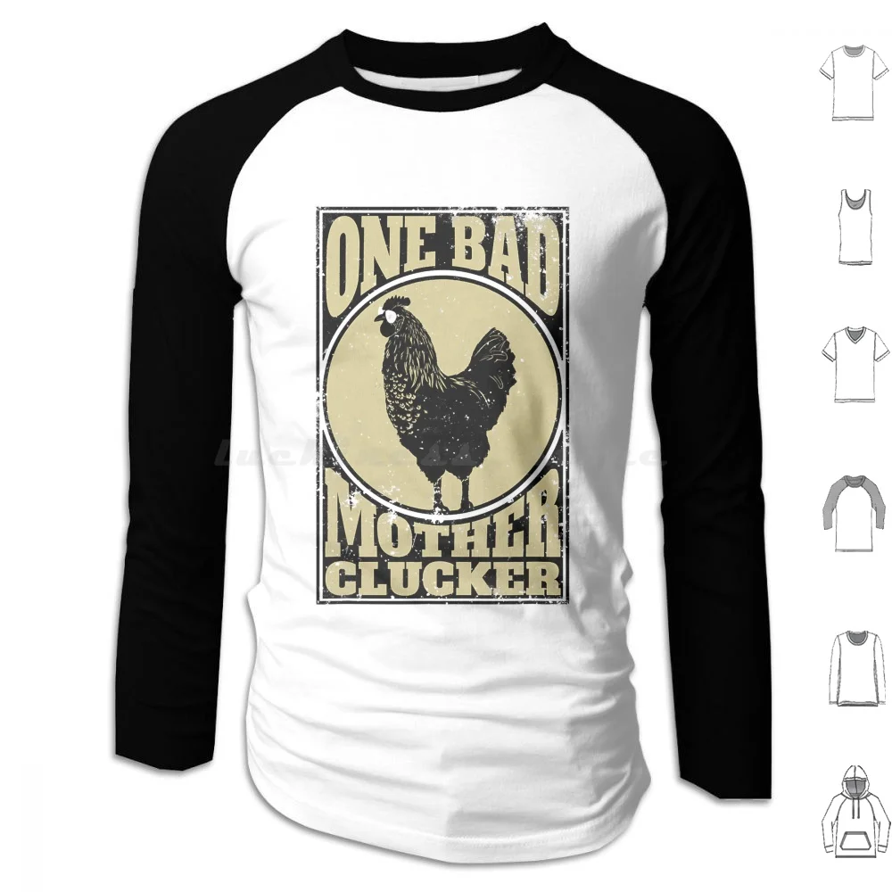 One Bad Mother Clucker-Novel Chicken Lover Hoodie Hoodies Long Sleeve One Bad Mother Clucker Novel Chicken Lover