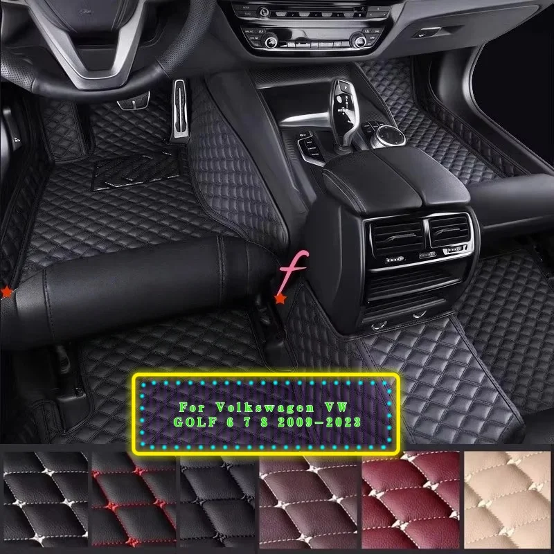 

For Volkswagen VW GOLF 6 7 8 2009-2023 Custom Car Floor Mats Special Waterproof And Non-slip Leather Carpet Car Accessories