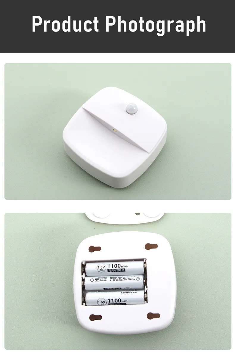 2Pcs Motion Sensor Light Wireless LED Night Lights AAA Battery Powered Bedroom Wall Staircase Closet Aisle Body Induction Lights