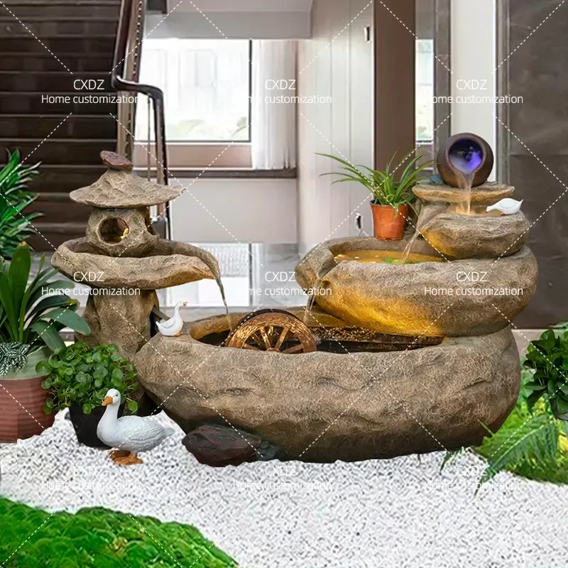 Rockery Water Fountain with Flowing Water Feature for Balcony Living Room Courtyard Office Home Decor Fish Pond Landscape