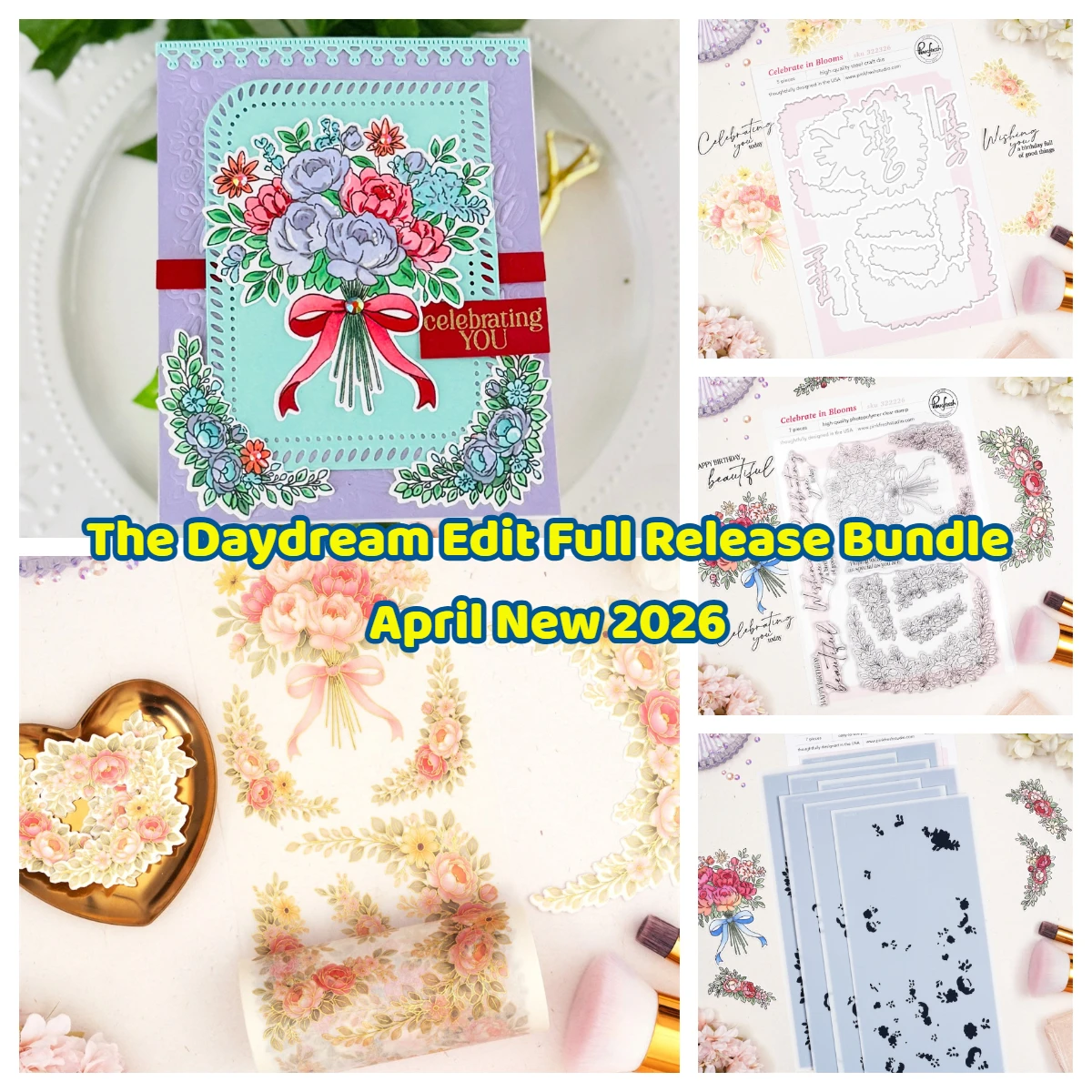

Celebrate in Blooms Joy Die 2026 New Metal Cutting Dies Stamps Stencil Washi DIY Scrapbooking Paper Craft Album Template Die Cut