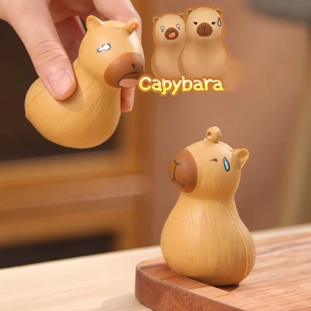 Keyring Capybara Squeeze Keychain Soft Cartoon Simulation Capybara Pinch Toys 3D Novelty Slow Rebound Toys Kids Tricky Doll