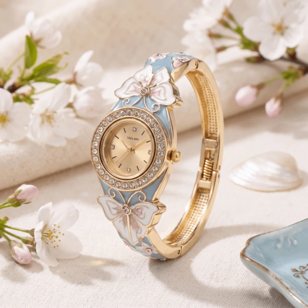 

Butterfly Enamel Butterfly Enamel Bracelet Watch Fashionable Hollow Bracelet Quartz Watch Stylish Luxurious Enamel Watch