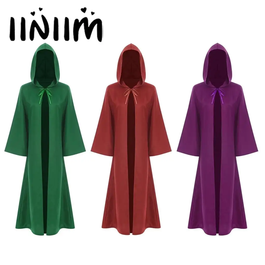 

Women Poncho Hooded Open Front Cloak Loose Solid Long Coat Hoodies Cosplay Outwear Christmas Cosplay Halloween Outfits Unisex