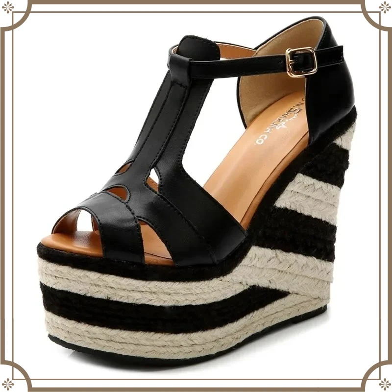 Sandalias de yute con plataforma gruesa y bloques de color étnicos, estilo romano, tacón ultra alto, que estilizan la pierna, para mujer, nueva colección Primavera Verano 2026
