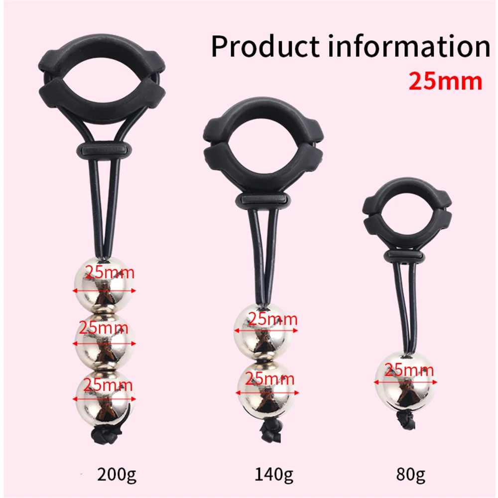 Men Cock Rings Drop Ball Heavy Weight Stretcher Silicone Penis Ring Enlargement Extender Pull Eexercise Tool Adult Erotic Toys