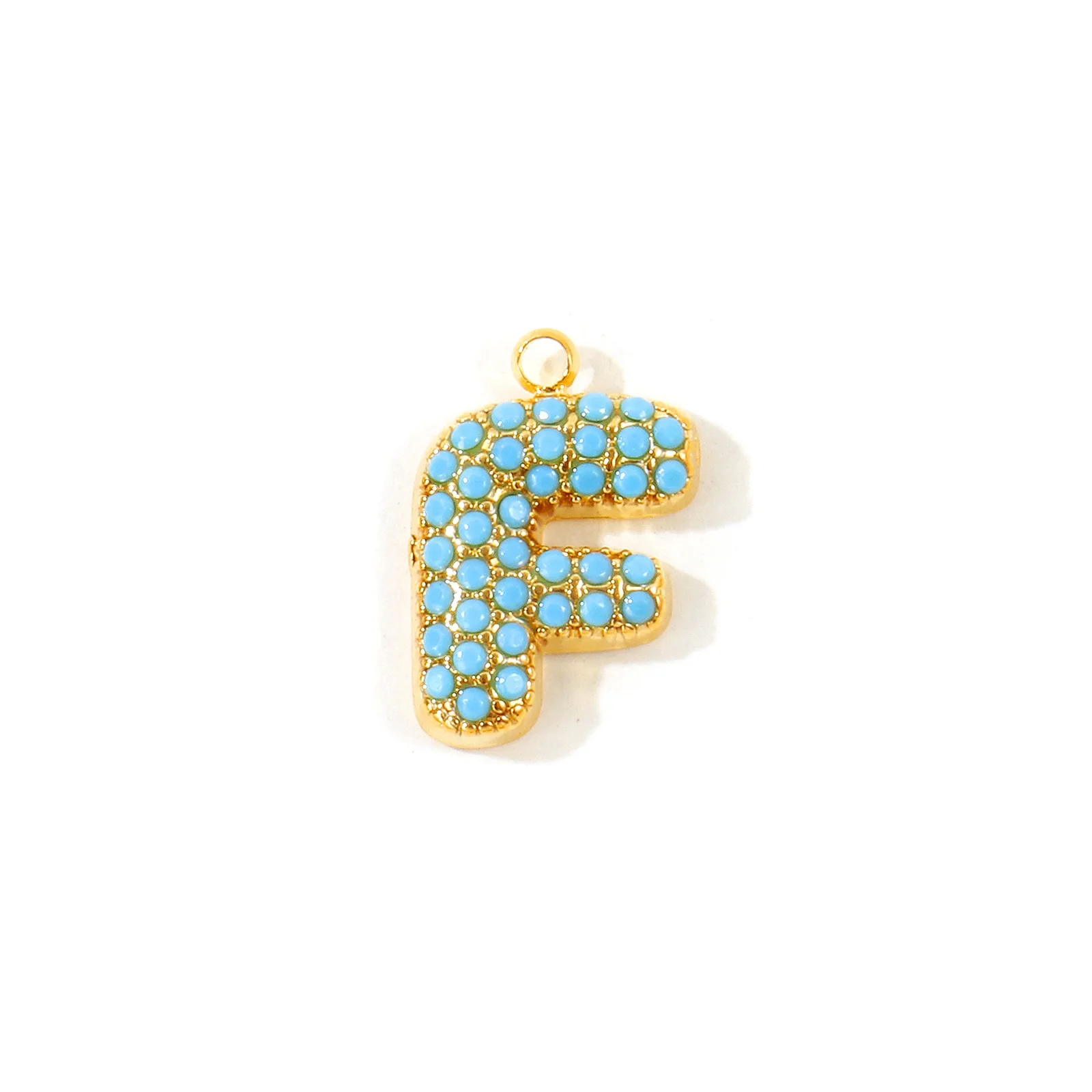 2 Stück Großbuchstaben-Anhänger "A-Z" mit Mikro-Pavé aus blauem Zirkonia, 18K vergoldet, 304 Edelstahl-Schmuckanhänger – Detail 3