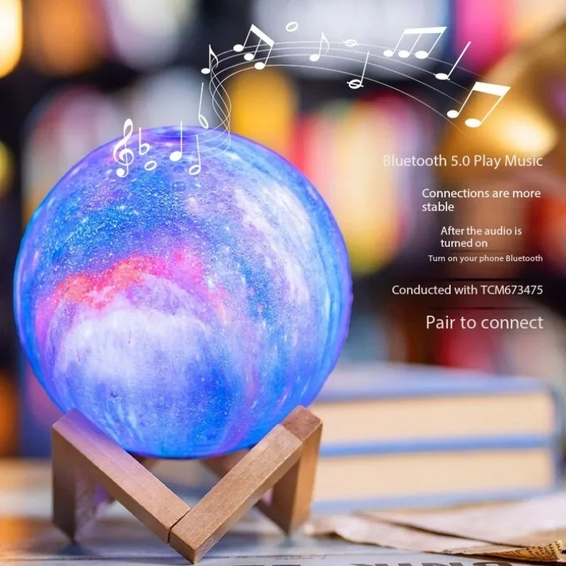 Night Light Rotatable Maglev Moon with Bluetooth Speaker Remote Control DC Powered Floating Moon Light for Bedside and Sound Box