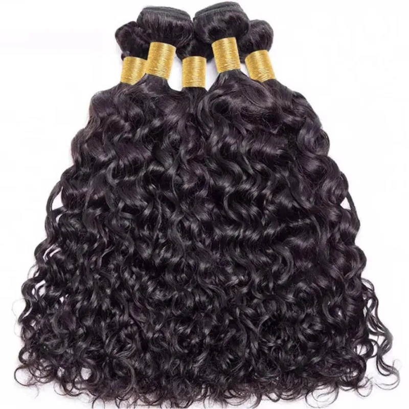 Deep Wave Human Hair Bundles With Closure 4x4 Lace Frontal 3 Bundles Real Human Hair With Closure Extensions 30 Inch For Woman