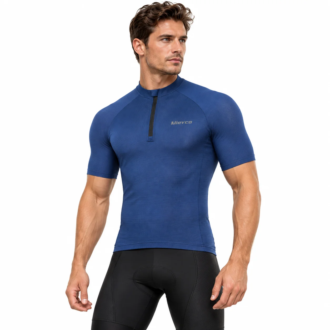 Men's Half Zip Cycling Jersey Short Sleeve Bike Shirt Slim Fit MTB Bicycle Clothing Summer Riding Sportswear Top