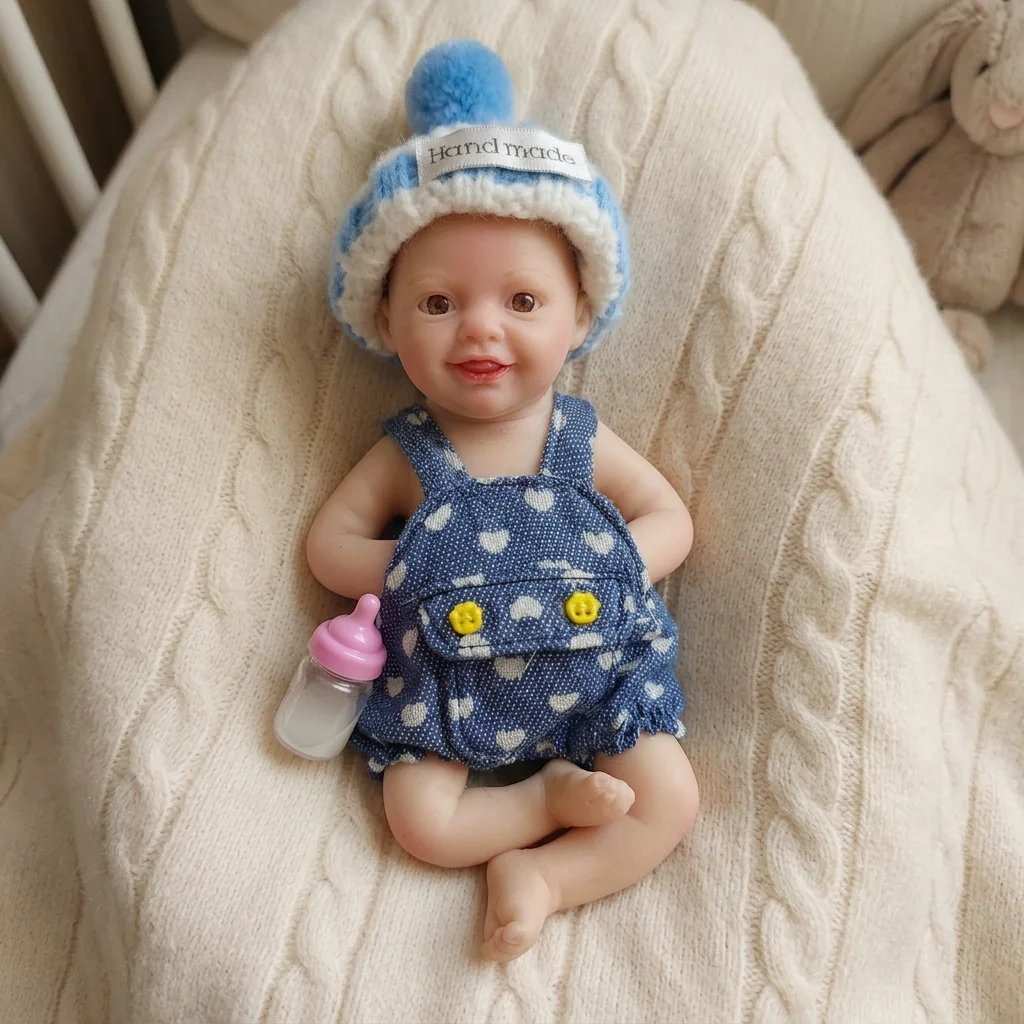 6 Inch Full Body Silicone Reborn Doll Tongue Out Design Real Touch Visible Veins Hand Painted Waterproof Lifelike Bebe Reborn