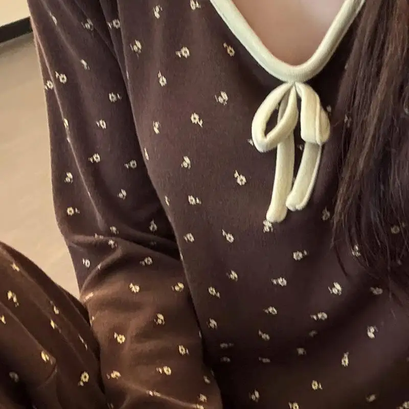 

Женская одежда во французском стиле, ретро-пижамы, женская осенняя удобная одежда для сна, брюки с длинными рукавами, однотонный домашний костюм