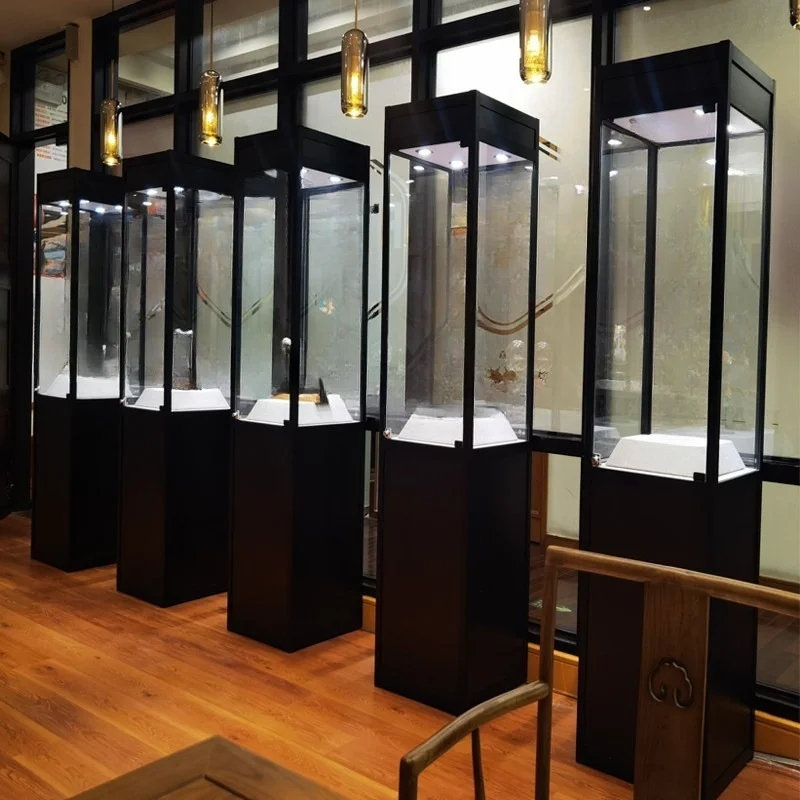 Museum display cabinets, vertical antique display cabinets, shelves, cultural relics collection cabinets