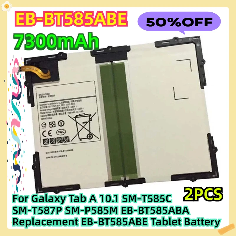 

For Galaxy Tab A 10.1 SM-T585C SM-T587P SM-P585M EB-BT585ABA Replacement EB-BT585ABE Tablet Battery 2pcs