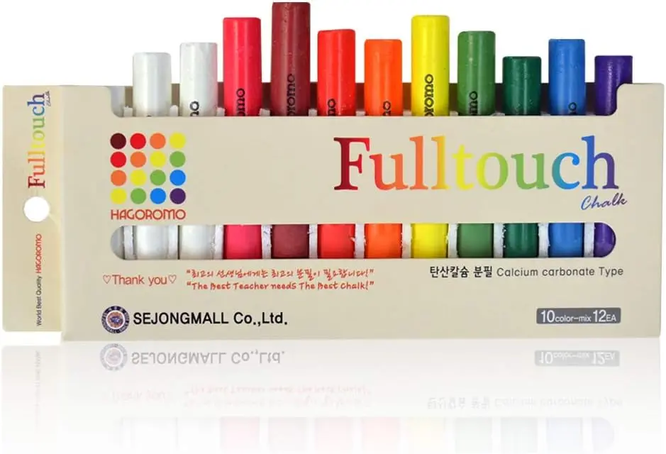 

Fulltouch Color Chalk 12 Pcs 10 Colors Dustless Washable for Kids Professionals Sidewalk Blackboard