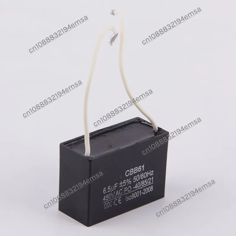 CBB61 Capacitor with Lead, Running Capacitive Electronic Components, Special Fan Accessories 6.5uf 450V