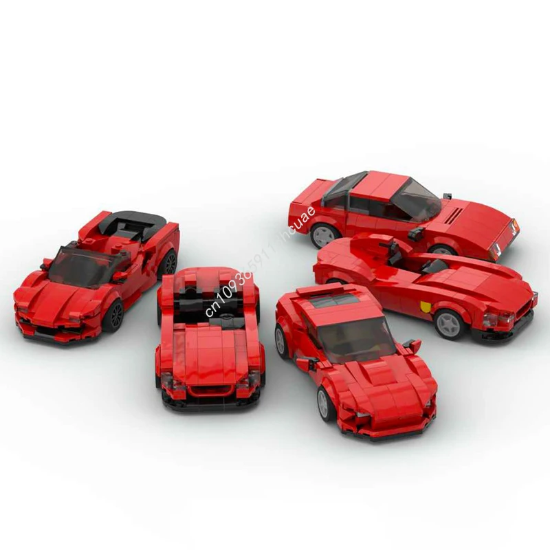 

1211 шт. MOC Prancing Horse Vehicle Pack Набор из пяти транспортных средств красного цвета 8 шпилек City Champion Supercar Building Blocks Рождественский подарок