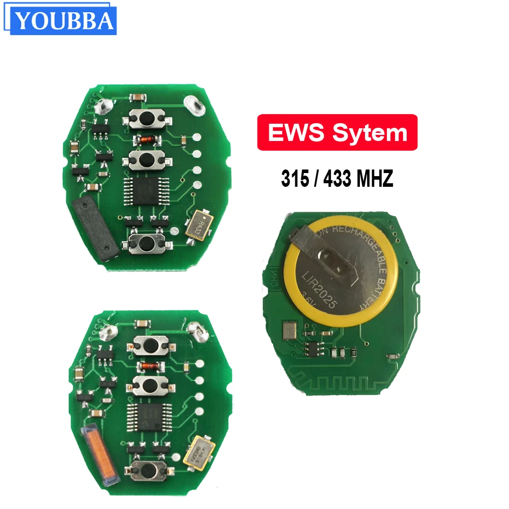 YOUBBA 3 Buttons ML2020 Battery Circuit Board 315/433Mhz for BMW 3 5 X Series 7S E38 E39 E46 Rechargeable Remote