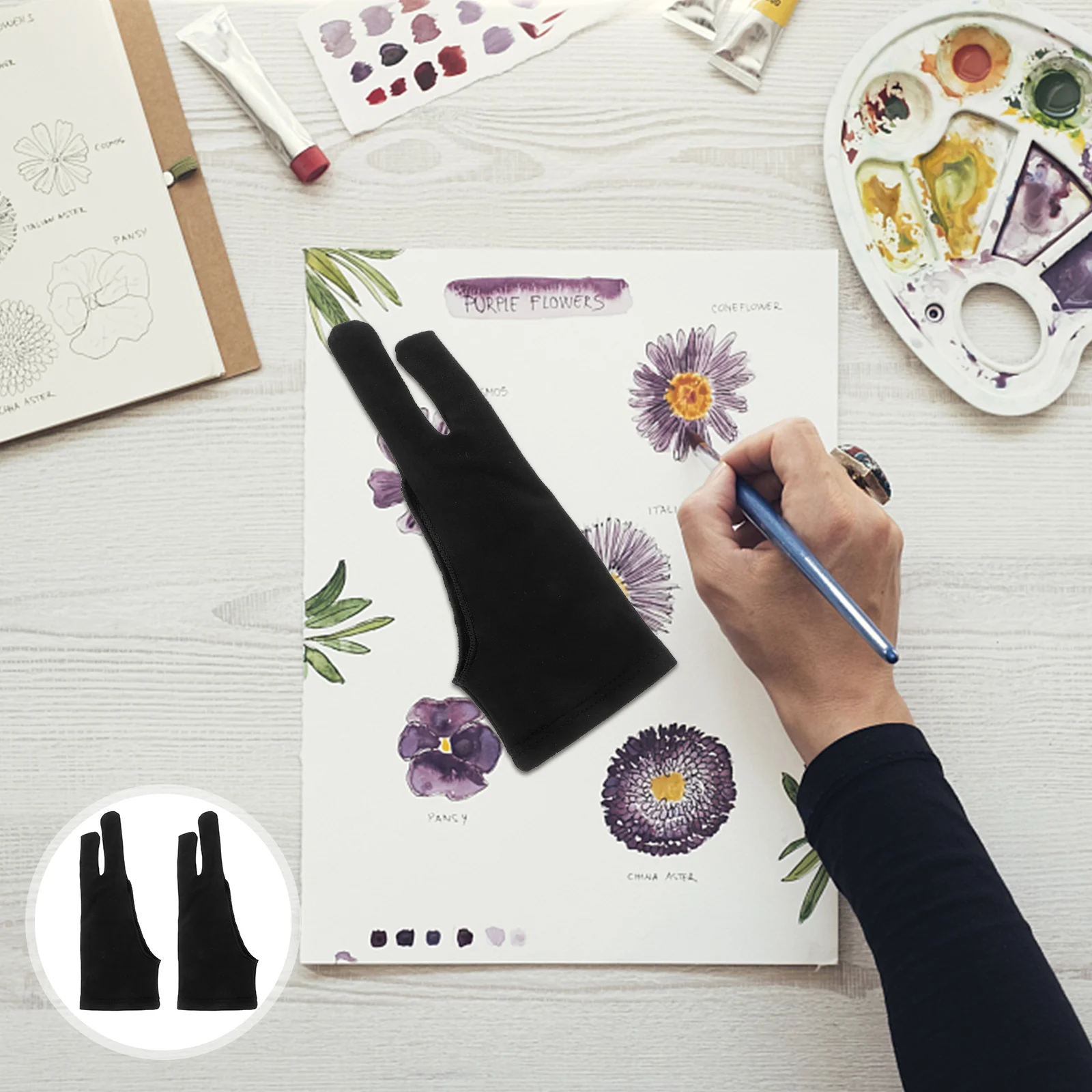 

4PCS Durable Artist Gloves for Drawing Tablet Sketch Painting Stain Resistant Professional Anti Pollution Long Lasting