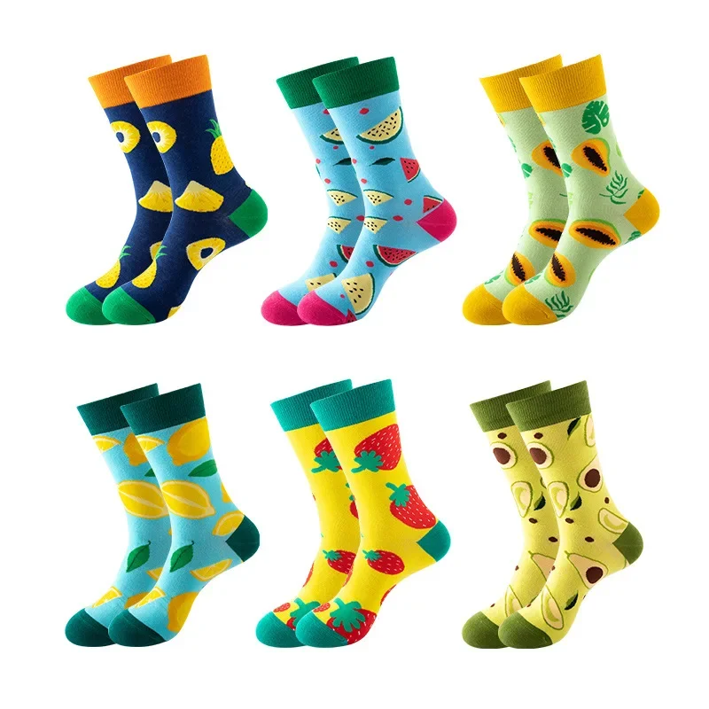 

Fashion Women Fruit-patterned Short Socks Funky Strawberry Avocado and Watermelon Mid-calf Socks for Men EUR 37-44