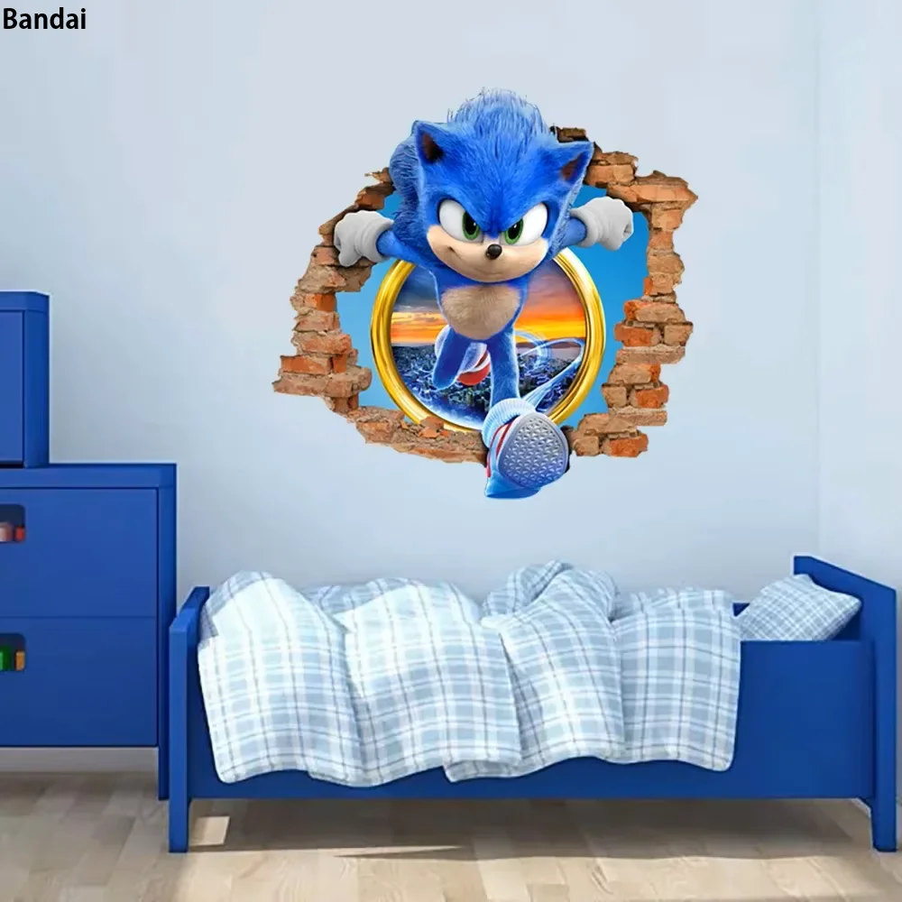 

Bandai Sonic Cartoon Sticker PVC Wallpaper Game Poster 3D Having A Three-dimensional Sense Cool and Dazzling Originality Anime