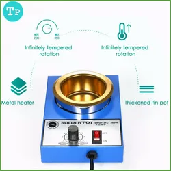 Tp-Portable Tin Melting Furnace, fogão para cabeças de fundição, chumbo estanho índio solda, usando pote, solda elétrica