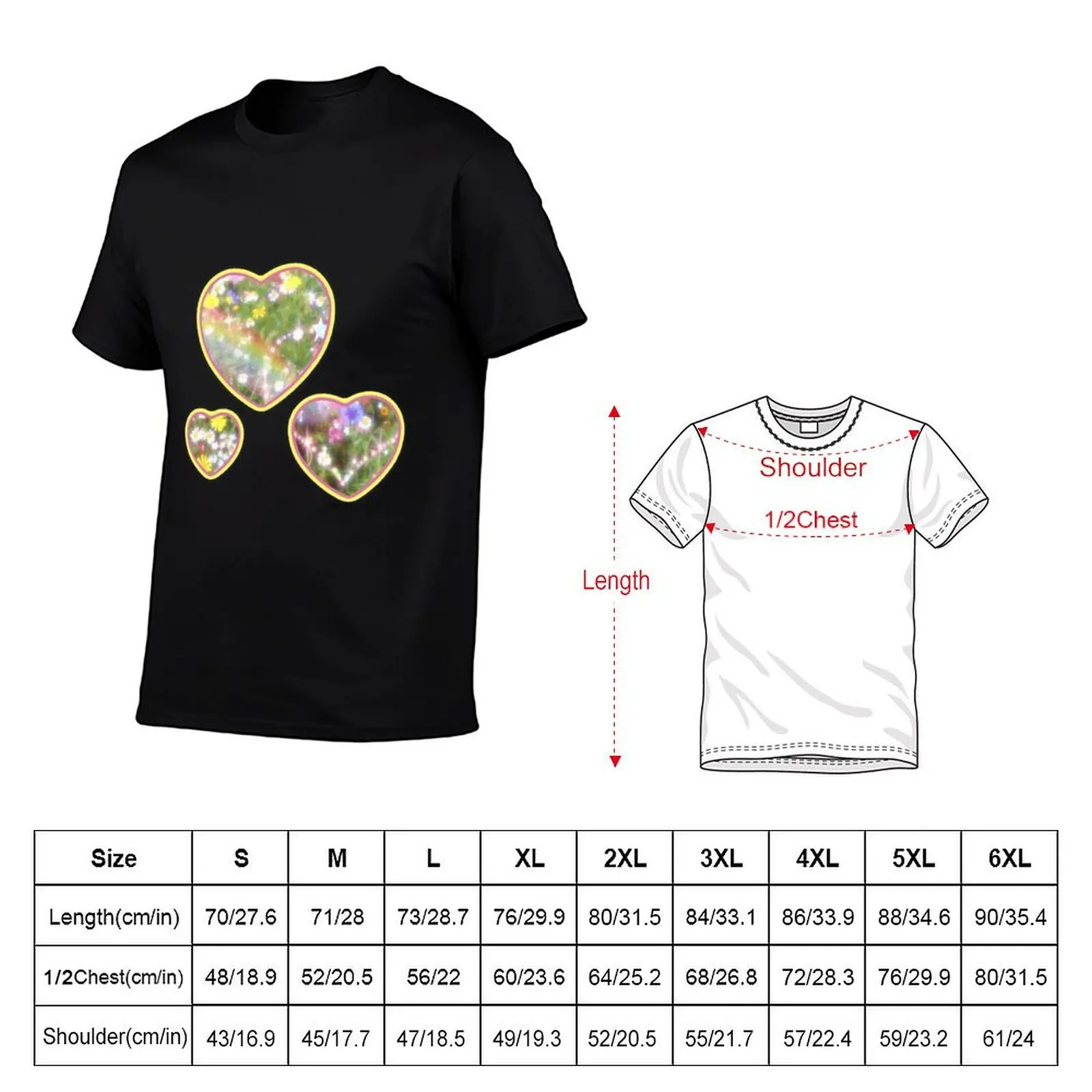 rainbow hearts T-Shirt plus sizes kawaii clothes men clothing