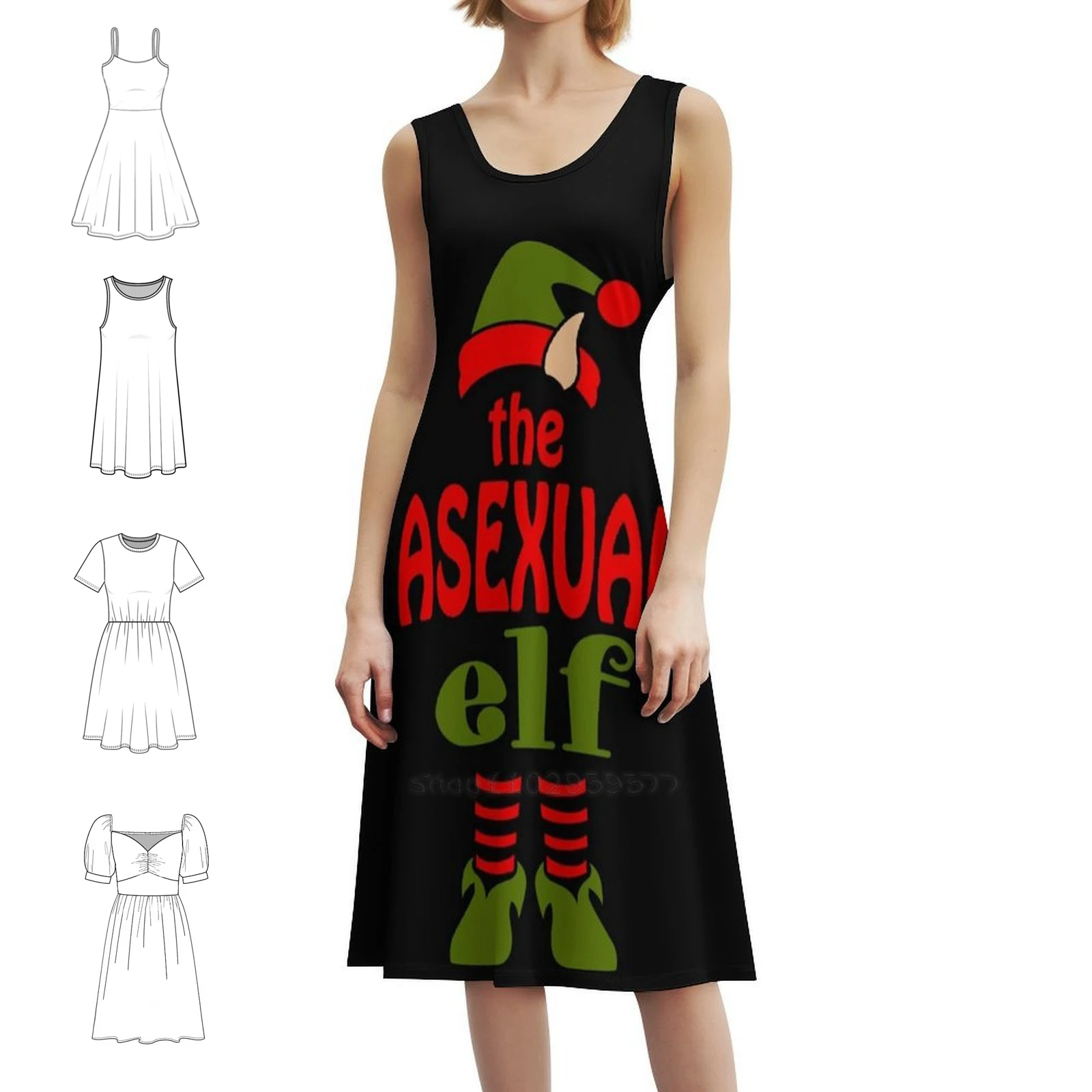 Asexual Asexuality Ace Pride عيد الميلاد عيد الميلاد قزم هدية فستان على الطراز الكوري للنساء فستان كاجوال أنيق للحفلات أو الارتداء اليومي #1