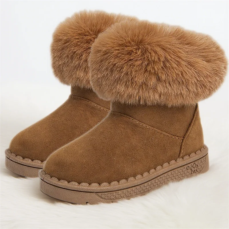 

Girls Fleece-Lined Snow Shoes Children Thicken Warm Footwear Kids Winter Boots New Toddler Padded Casual Outdoor Walking Shoes