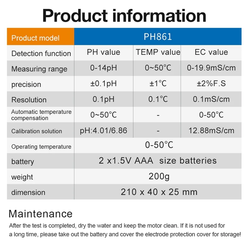 WIK-nbWater Testador de qualidade do solo digital PH/EC/TEMP 3 em 1