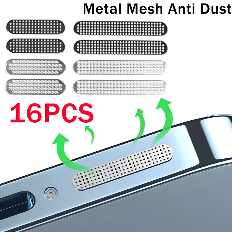 16-1PCS Metal Dustproof Net Stickers For IPhone 17 16 15 Pro Max 16 Plus Speaker Hole Anti-Dust Metal Mesh Dust Cover Universal