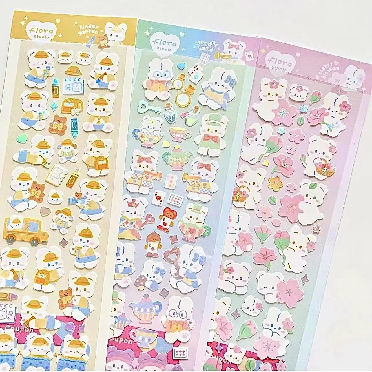 Korea Ins Mint Floro Rabbit Series Gooka Sticker Hot Silver Laser Sparkle Hand Account Decoration Creative Sticker
