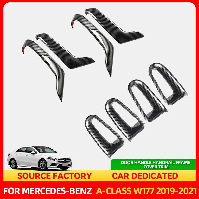 

Внутренние наклейки для Mercedes Benz A-Class W177 CLA C118 2019 2020 2021, автомобильная текстура из углеродного волокна, внутренняя дверная ручка, подлокотник F