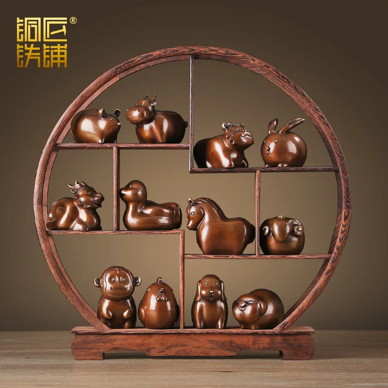 

Brass Chinese Zodiac full set decoration rat ox tiger rabbit dragon snake horse sheep monkey chicken dog pig decoration gift