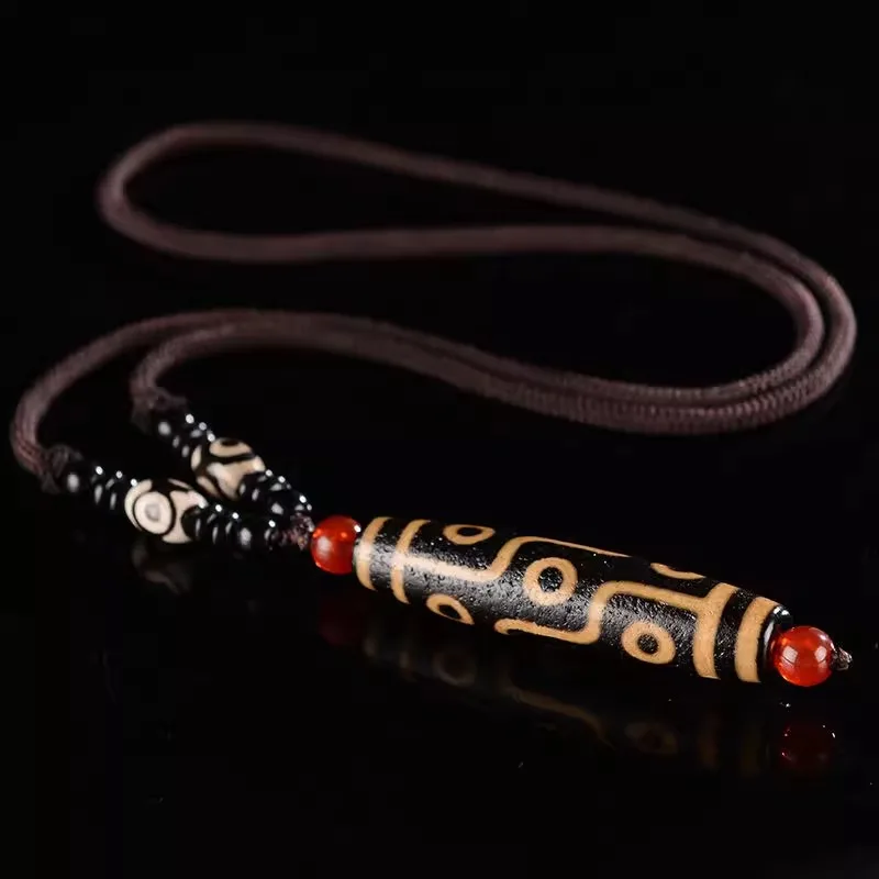 

Натуральный Xizang чистый желтый девять глаз грубый камень агат Дзи кулон из бисера высокое масло полная целлюлоза