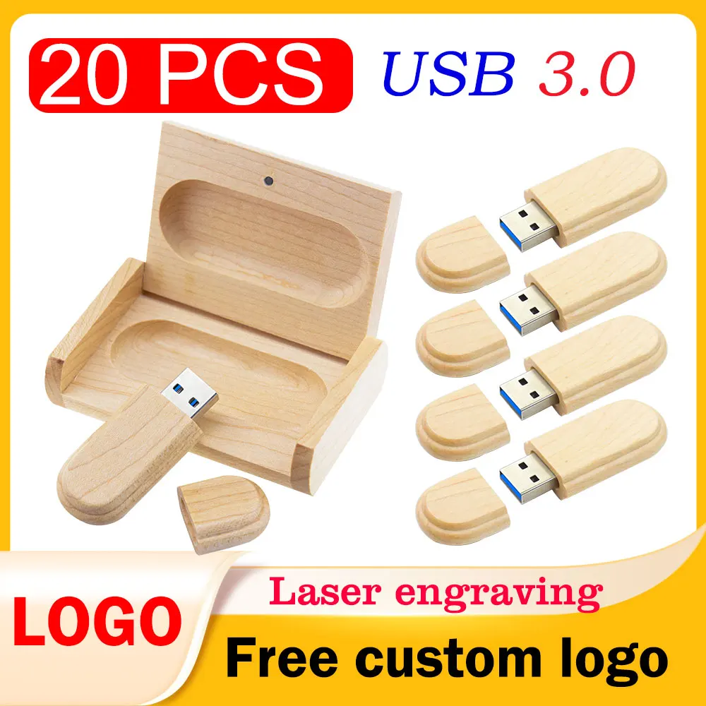 

20 шт./лот деревянные USB-флешки 3,0 128 ГБ высокоскоростной флэш-накопитель 64 ГБ 32 ГБ с коробкой Memory Stick креативный подарок U-диск для ноутбука