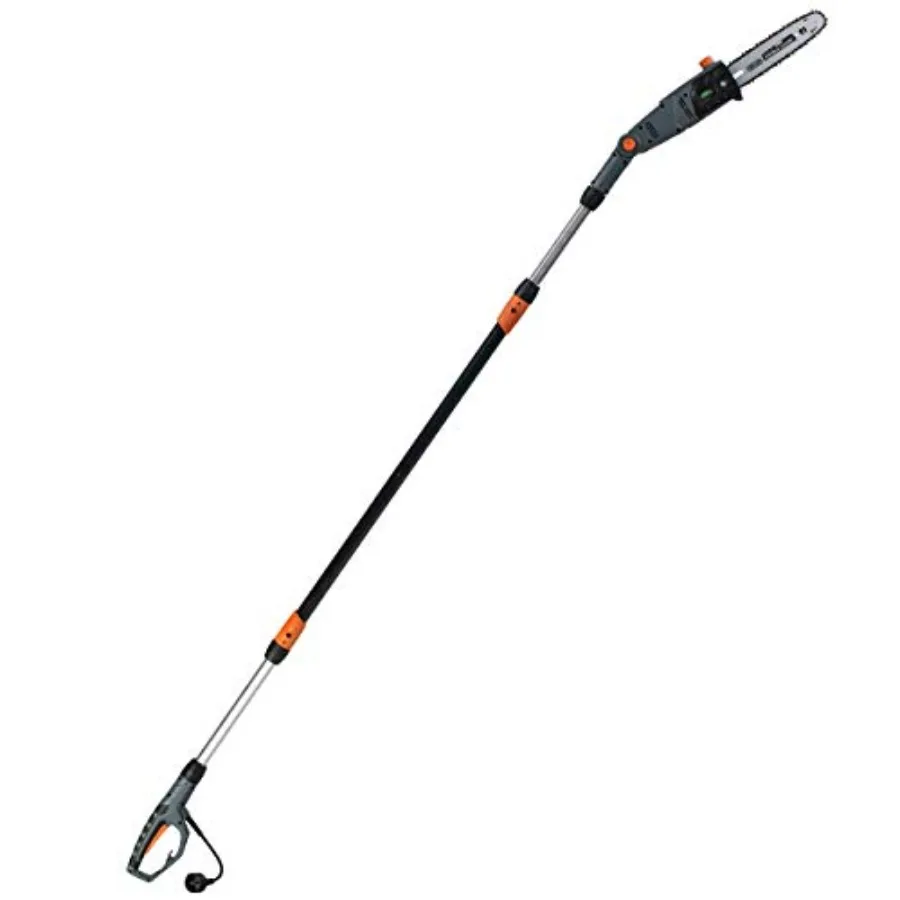 

Outdoor Power Tools pole saw for tree pruning steel construction black and gray 10-inch bar with adjustable head and Oregon cha