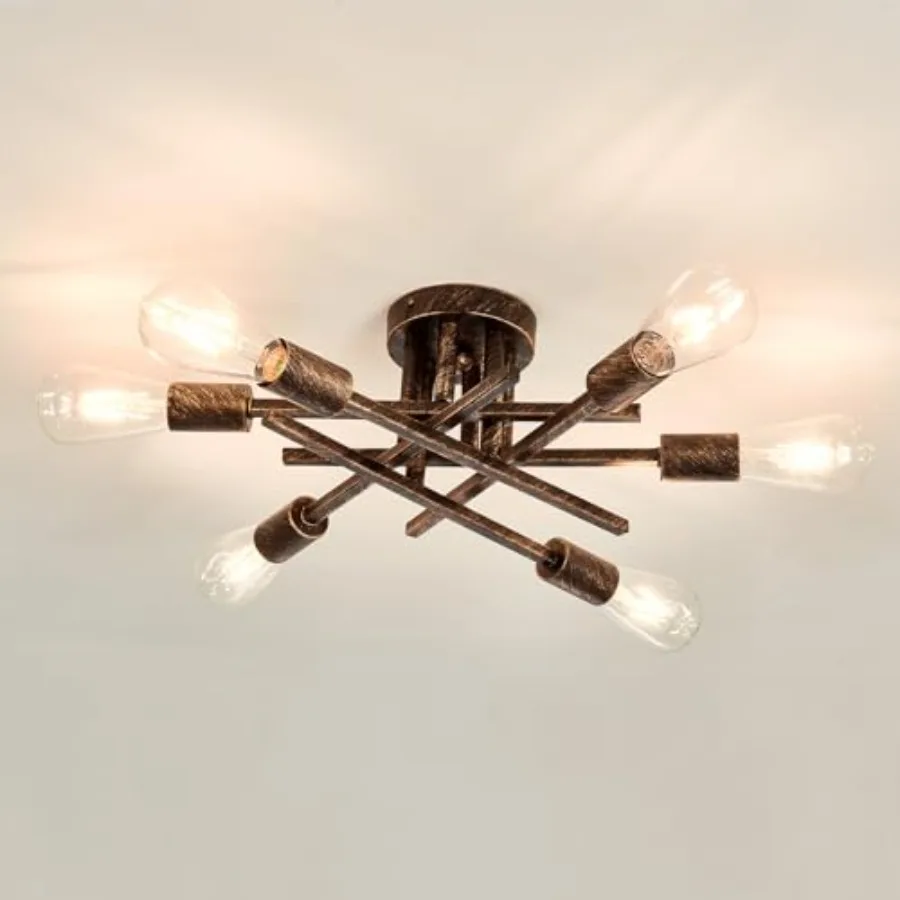 

Потолочный светильник на 6 ламп, полувстраиваемый, винтажный, современный, матовый, в стиле Спутник, люстра для кухни и спальни, в стиле фермерского дома