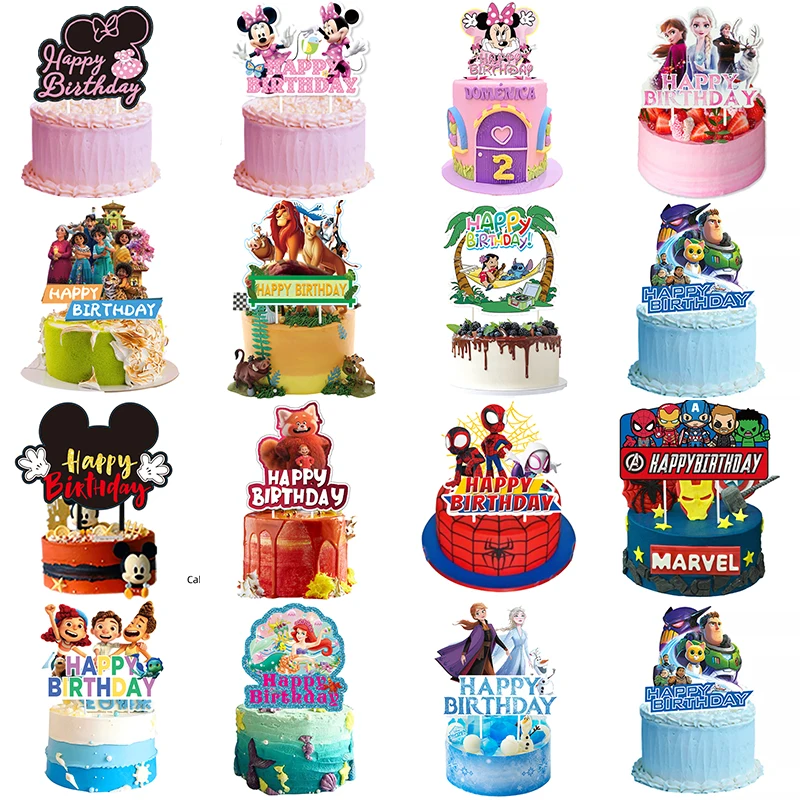 Disney Princess Cake Decoration Frozen Cake Cupcake Toppers Cake Flag for Baby Shower Happy Birthday Supplies Party Cake Decor