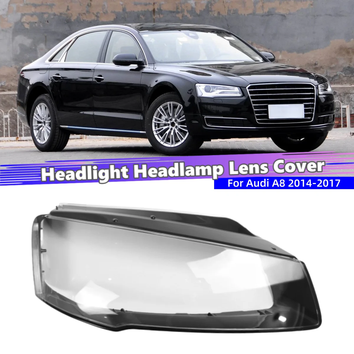 

For Audi A8 A8L D4 2014 2015 2016 2017 Automotive Accessories Polycarbonate High Gloss Fully Transparent Headlight Rubber Cover